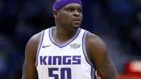 Zach Randolph, who modified his car, in his Kings Uniform.