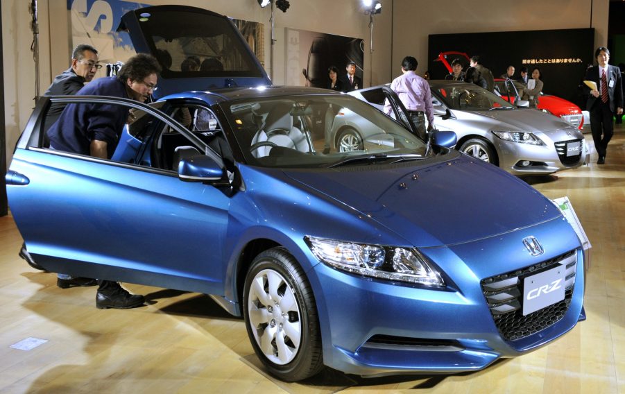 A blue honda CR-Z