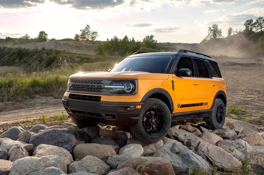 The 2021 Ford Bronco Sport on rocks