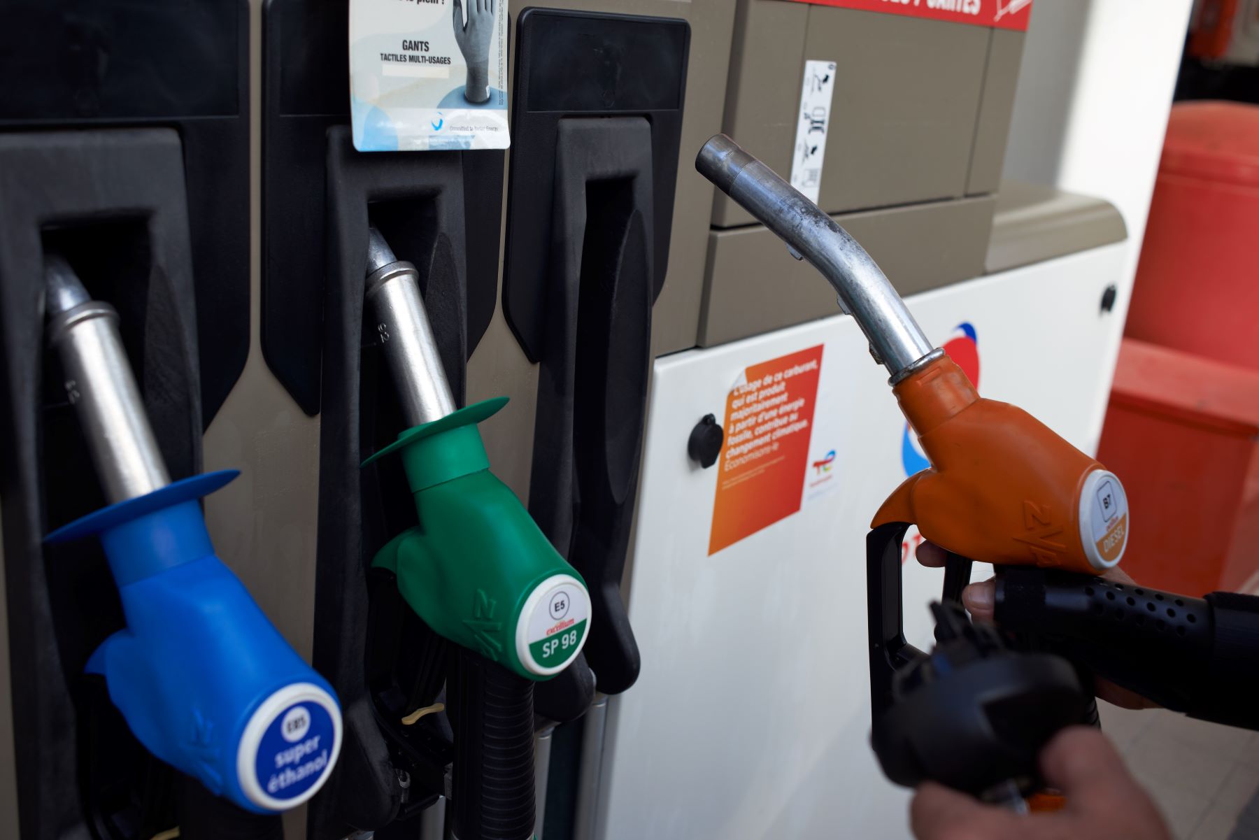 A gas station being used to refill a car in Toulouse, France