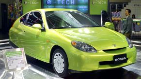 a 1999 honda insight in green