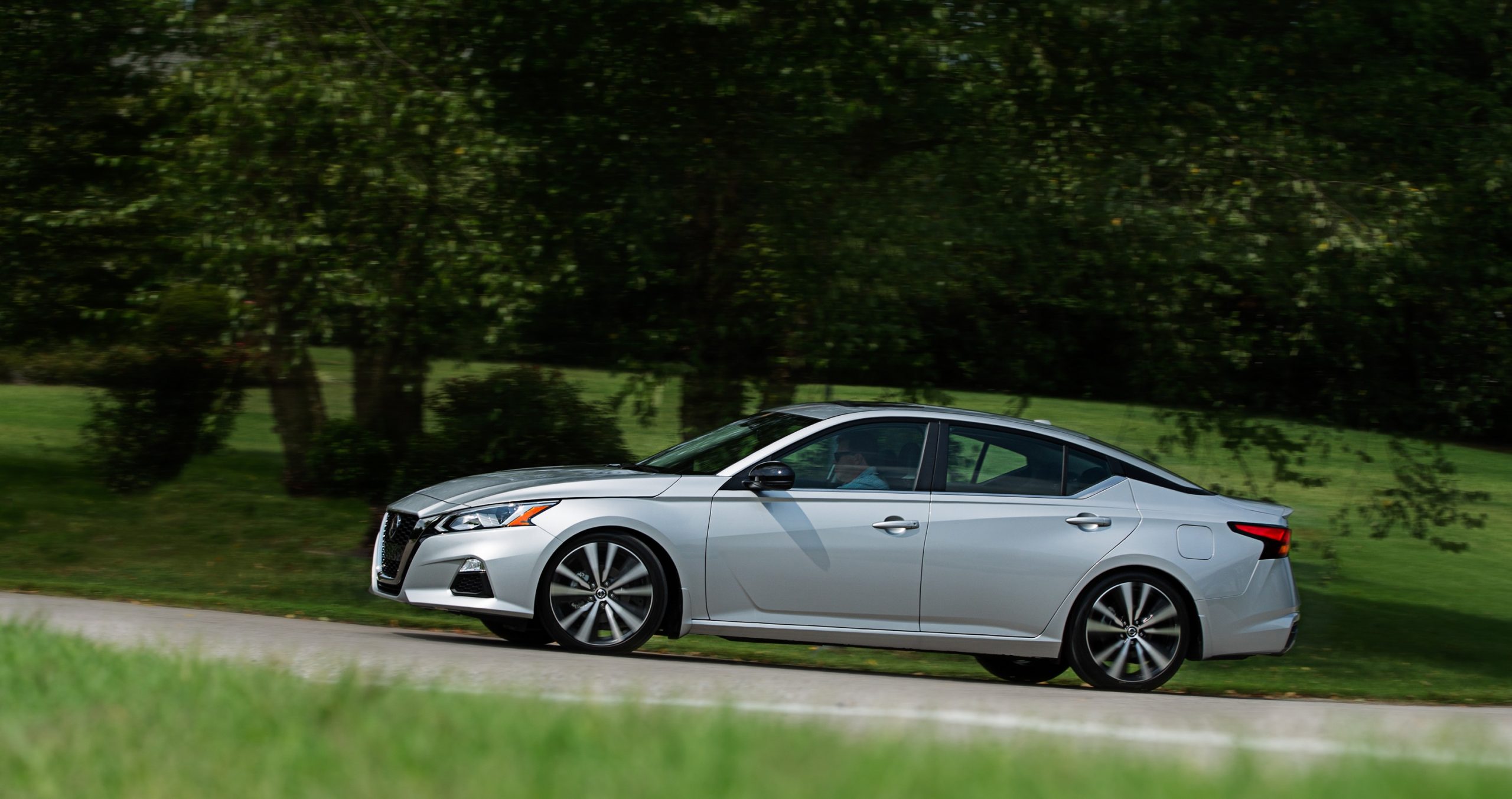 A profile shot of a 2022 Nissan Altima sedan in silver