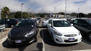 A CarMax lot full of used cars in Colma, California