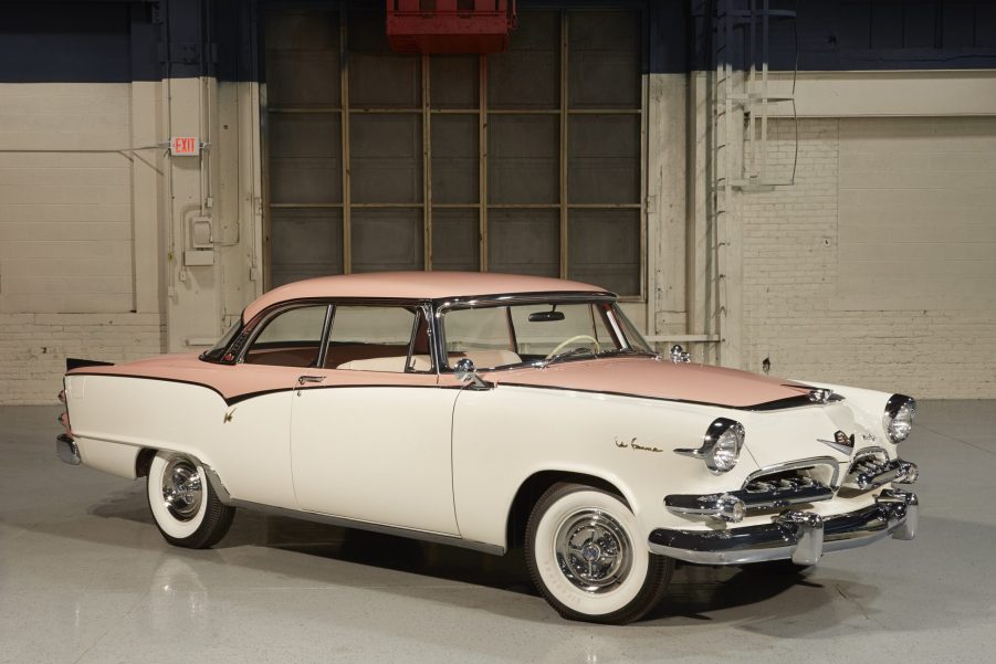 A pink-and-white 1955 Dodge La Femme