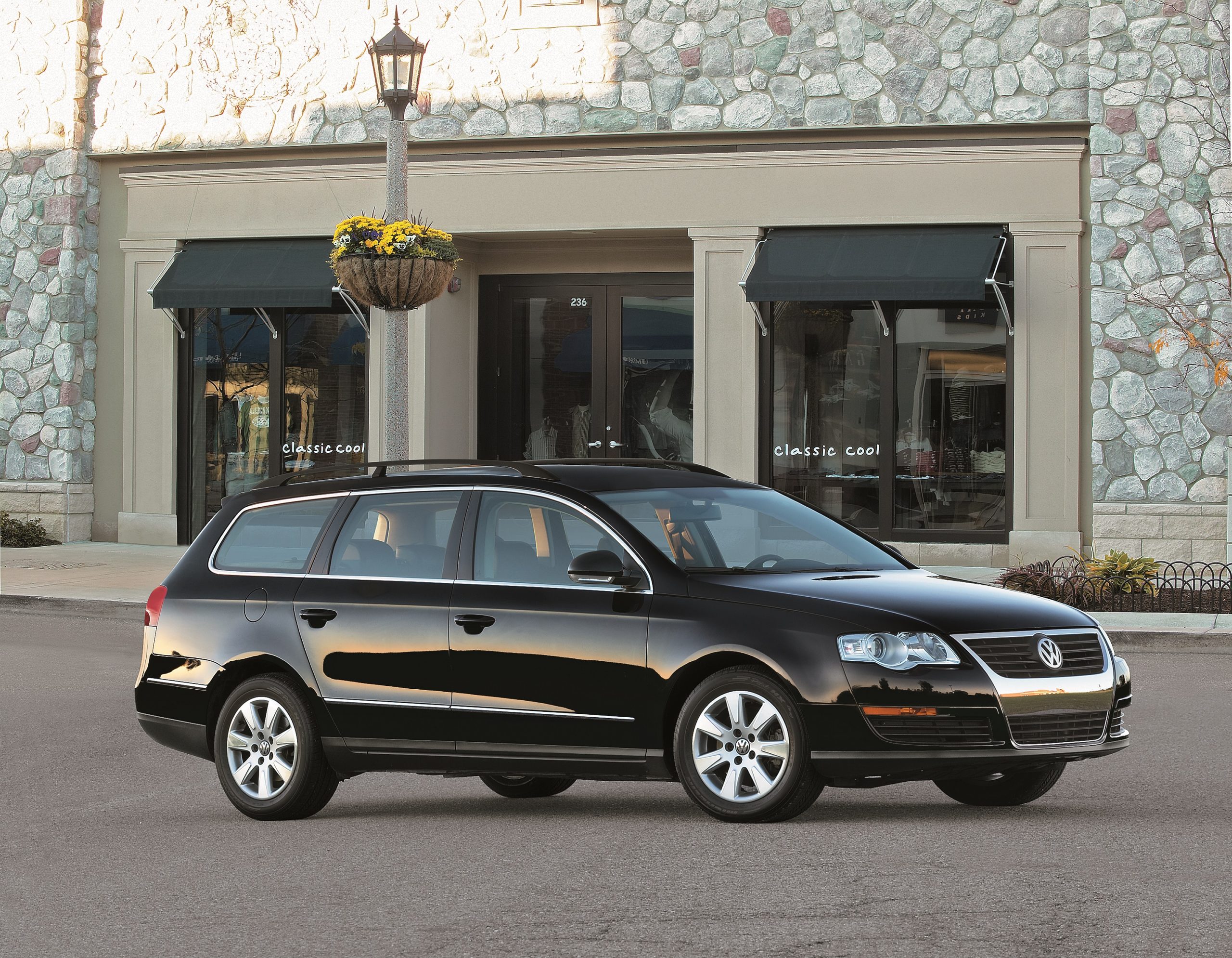 A black B6 wagon shot from the front 3/4