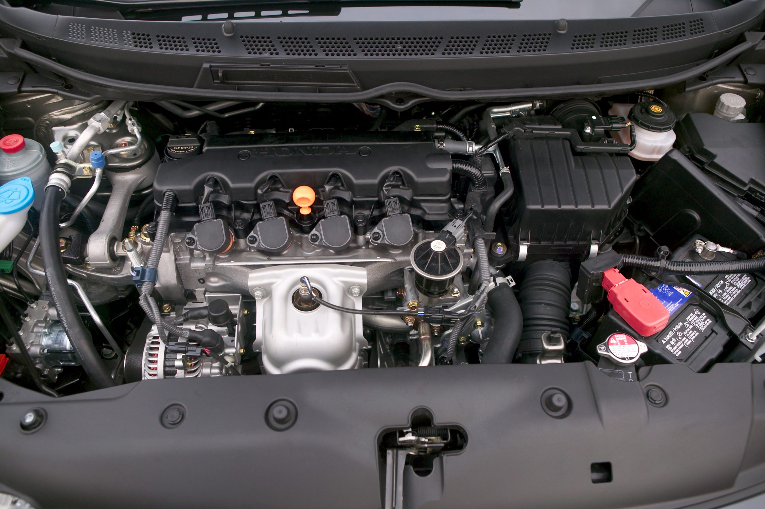 The engine bay of the 8th gen sedan