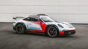 The white-red-and-blue 2012 Porsche 911 Vision Safari concept