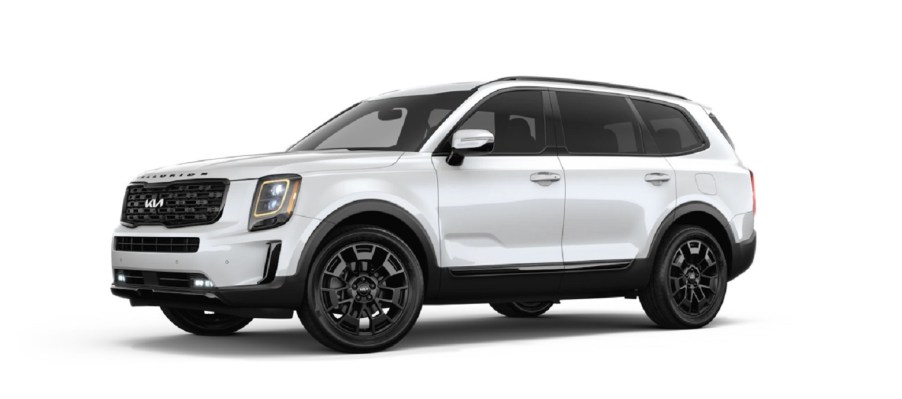 A white 2022 Kia Telluride against a white background.