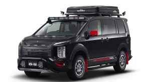 The black-and-red 2022 Mitsubishi Delica D5 Tough x Tough van concept