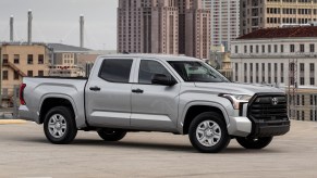 Publicity photo of a silver Toyota pickup truck