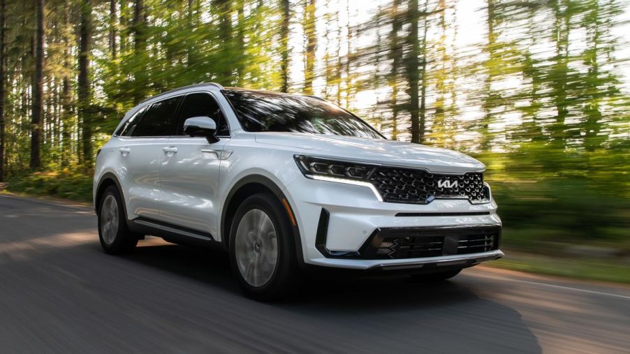 The 2022 Kia Sorento PHEV driving on the road