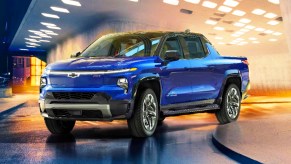 A blue 2024 Chevrolet Silverado EV.