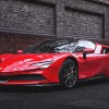 A red Ferrari SF90 Stradale in London, England, in April 2021