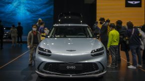 Genesis GV60 front view at auto show