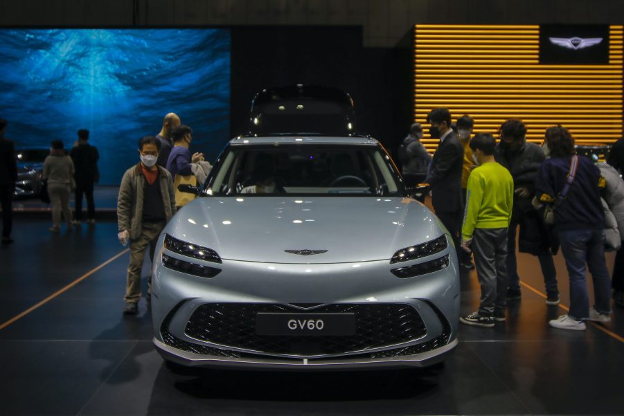 Genesis GV60 front view at auto show