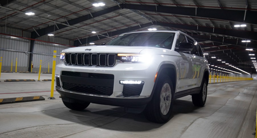 A white Jeep Grand Cherokee.