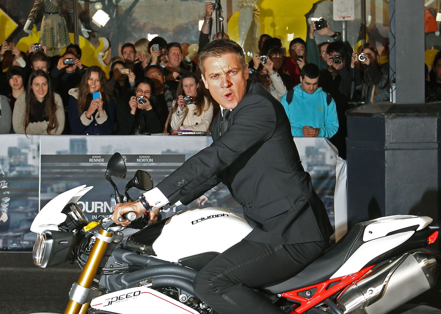 Jeremy Renner arriving at a Hollywood premiere in style, the Hawkeye avenger actor likes restoring his own vehicles | Don Arnold/WireImage