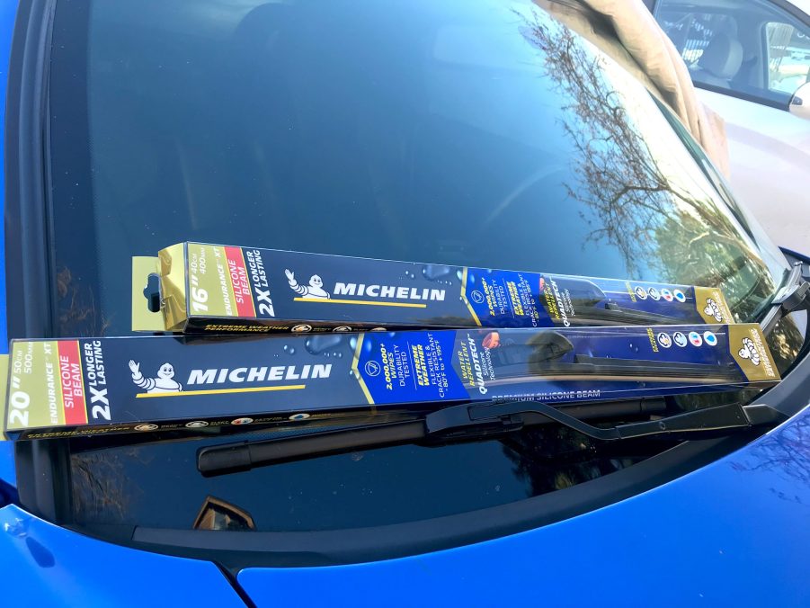 Michelin Endurance XT wipers sitting on a car windshield