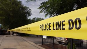 Yellow police signifies a crime scene where Florida GOP official, John Kuczwanski was killed after opening fire on another driver in fit of road rage.