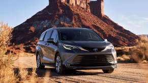 Predawn Gray Mica 2022 Toyota Sienna parked on a dirt road