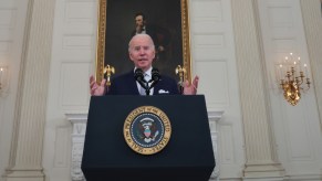 President Joe Biden delivers remarks on the December jobs report at the White House on January 07, 2022 in Washington, DC.