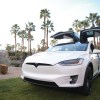 A white Tesla Model X SUV at the Citi Taste of Tennis at Hyatt Regency Indian Wells Resort & Spa in March 2018