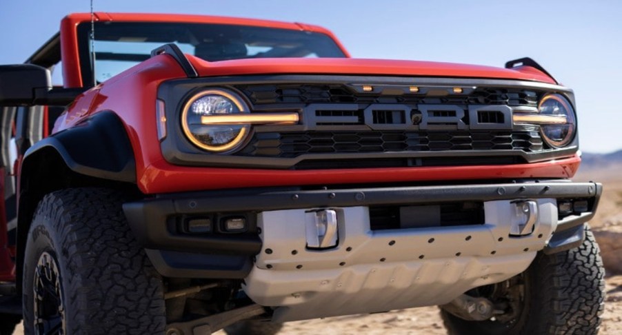 A red 2022 Ford Bronco Raptor.