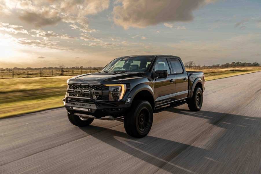 The Ford F-150 Raptor transforms into the Hennessey VelociRaptor seen here