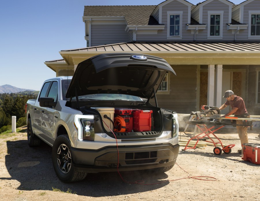 The electric truck like the Ford F-150 Lightning pictured here is going to be a work truck