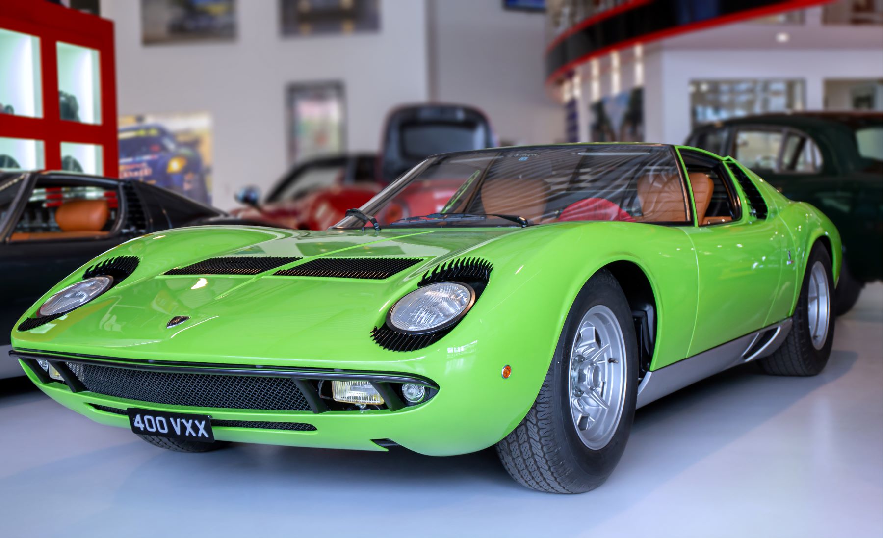 A green Lamborghini Miura vintage sports car in London, United Kingdom (U.K.)