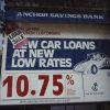 New car interest rates on a sign