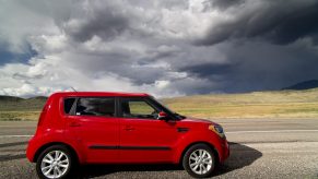 This Red Kia Soul on the road is one of the best used cars for under $20,000