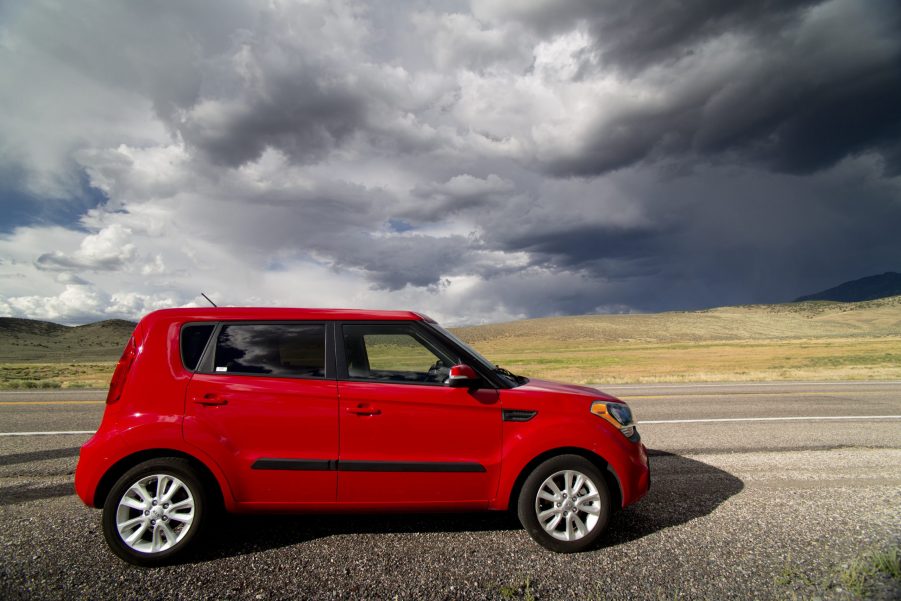 This Red Kia Soul on the road is one of the best used cars for under $20,000