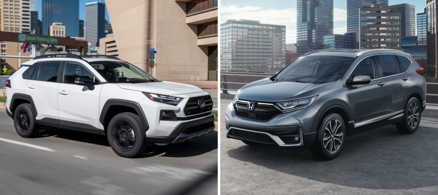 The 2022 Toyota RAV4 and 2022 Honda CR-V compact SUV models