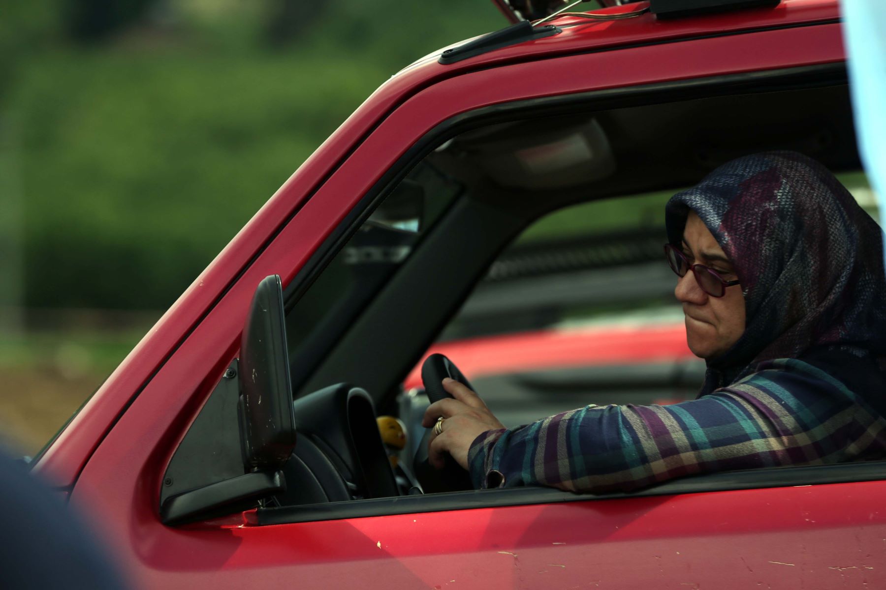 A woman driver competing in the 21st Traditional Off-Road Festivals event in Duzce, Turkey