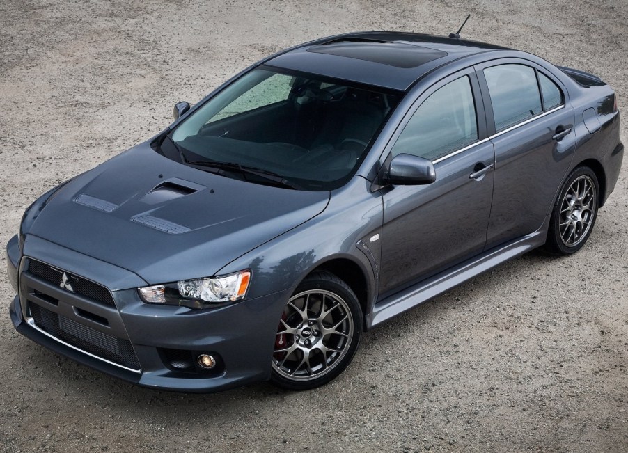 A gray 2011 Mitsubishi Lancer Evolution MR