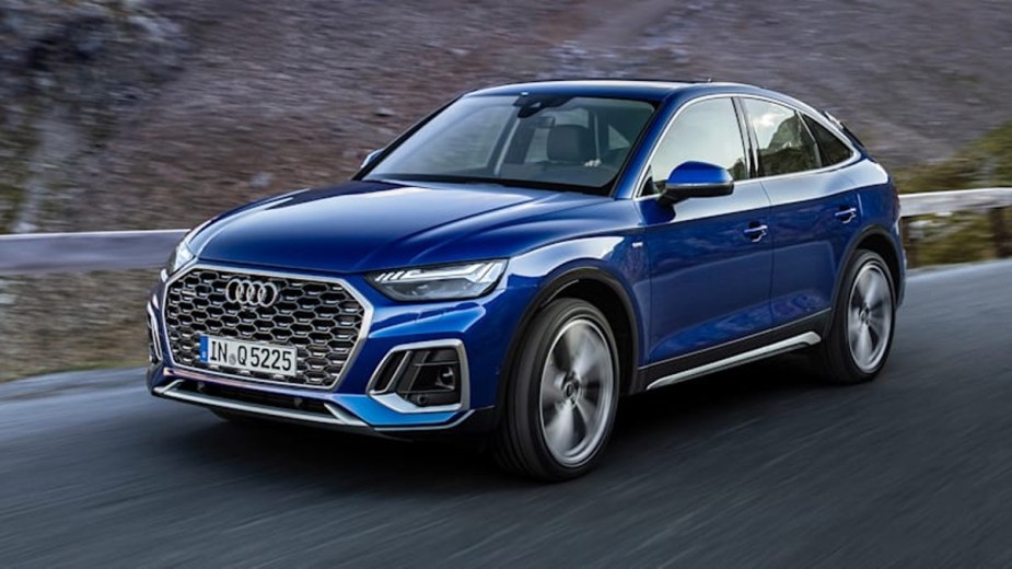 Blue 2022 Audi Q5 on the road