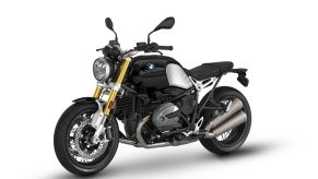 A black-and-silver 2022 BMW R nineT