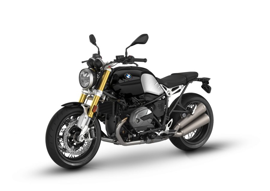 A black-and-silver 2022 BMW R nineT