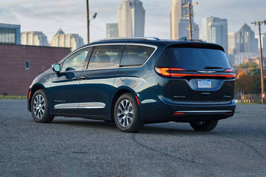 2022 Chrysler Pacifica in blue. This model isn't a part of the 2017-2018 model Chrysler Pacifica recall going on now due to spontaneous combustion