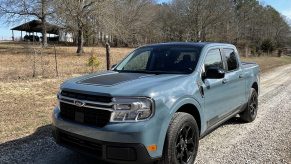 The 2022 Ford Maverick First Edition on a gravel road