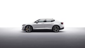 A white 2022 Polestar 2 electric crossover SUV