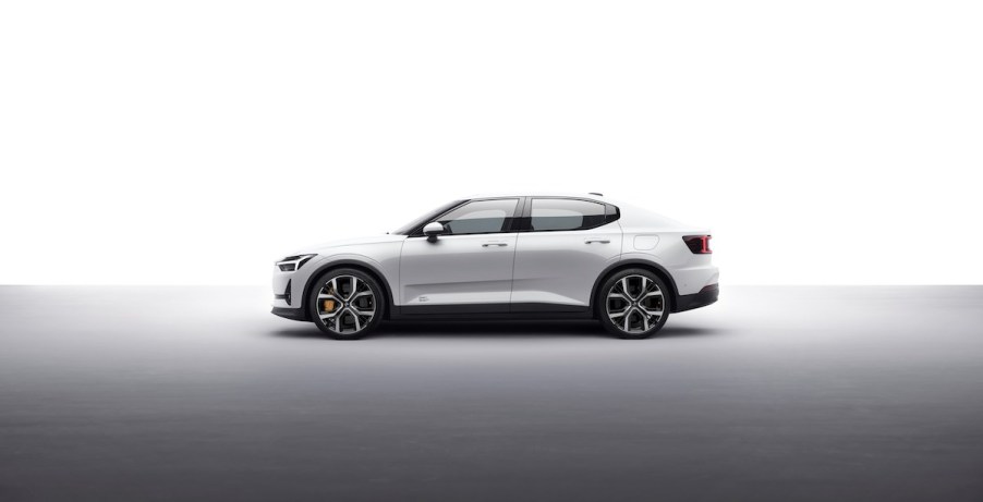 A white 2022 Polestar 2 electric crossover SUV