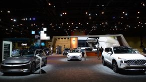 Brand-new Hyundai cars and crossovers displayed at the 2022 Chicago Auto Show