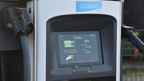 A display showing the current charging status of an EV