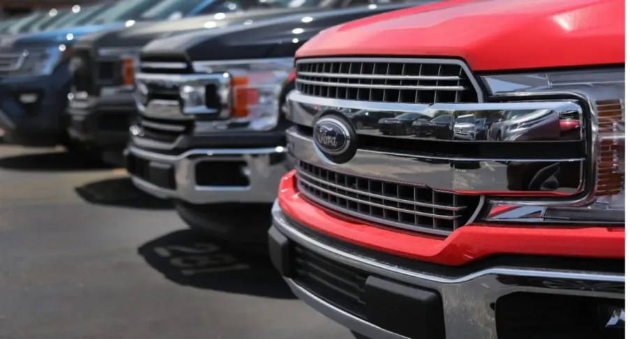 Lineup of F-150 trucks