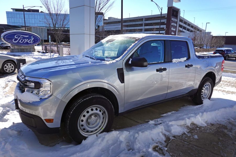 A new Ford Maverick featuring snowy surroundings.