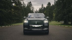 Front view of black 2022 Lincoln Navagator, one the Consumer Reports most reliable luxury SUVs for large families