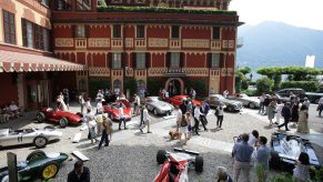 A view of vehicles on display at the Concorso d'Eleganza Villa d'Este in Lake Como, Italy