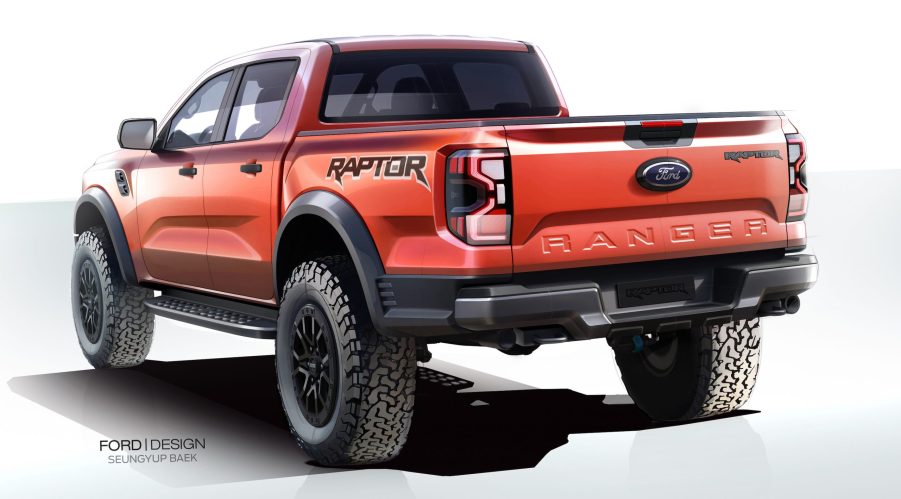 Next-Gen Ford Ranger Raptor shot from behind